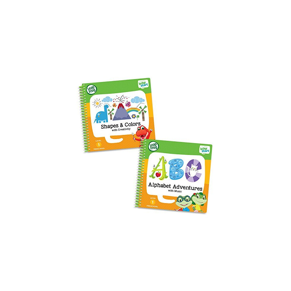 LeapFrog LeapStart Level 1 Preschool Activity Book Bundle with Alphabet Adventures, Shapes and Colors