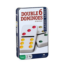 Kardinal dobbelt seks farve dot -dominoer i farvesamlere Tin 28 Dominoes (8875)