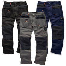 (34in Waist / 32in Leg, Black) Scruffs WORKER PLUS Black, Graphite Grey or Navy Work Trousers (All Sizes) Trade Hardwearing