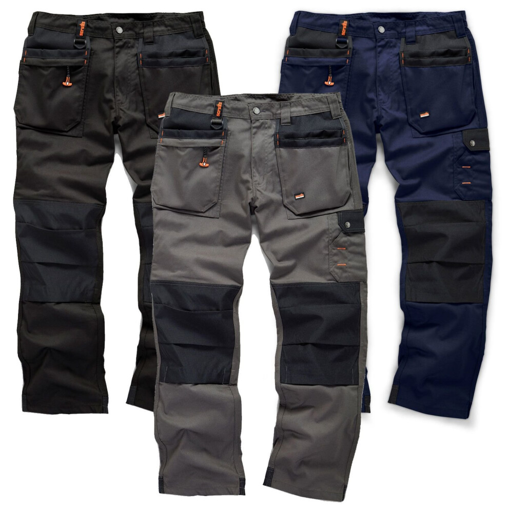 (34in Waist / 32in Leg, Grey) Scruffs WORKER PLUS Black, Graphite Grey or Navy Work Trousers (All Sizes) Trade Hardwearing