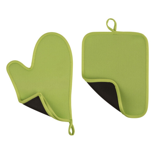 Premier Housewares Oven Glove and Pot Holder Set - Lime Green