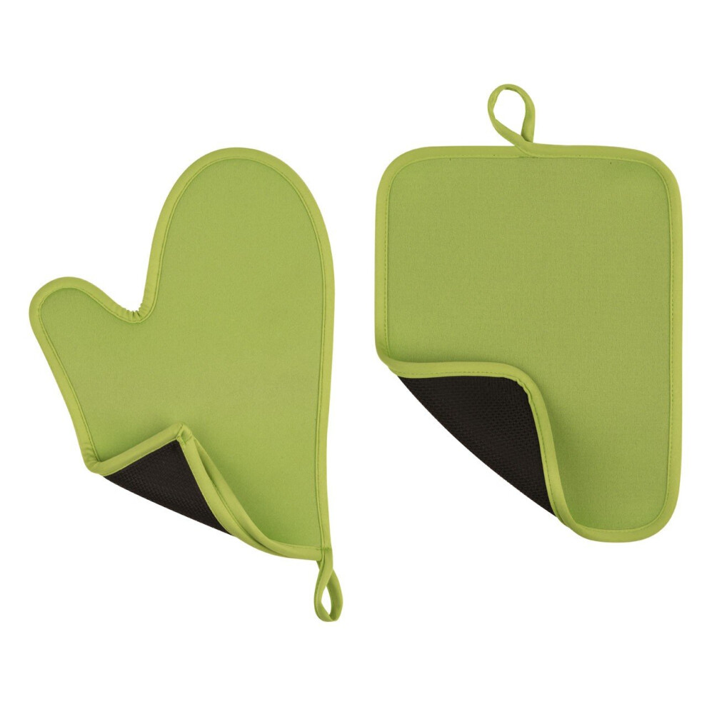 Premier Housewares Oven Glove And Pot Holder Set - Lime Green