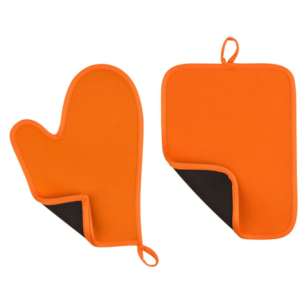 Premier Housewares Oven Glove And Pot Holder Set - Orange