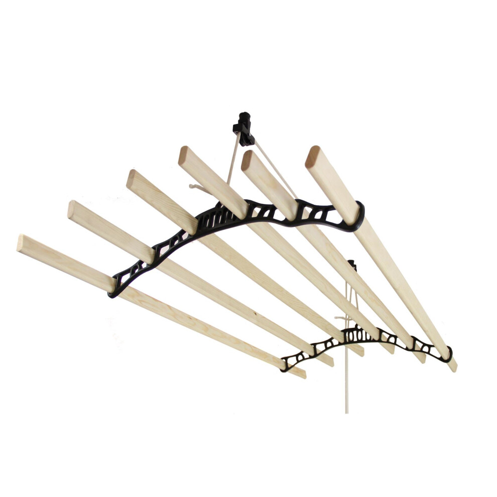 (120cm (L) x 56cm (W) x 14cm (H), Black) Clothes Airer Ceiling Pulley Maid  Dryer 6 Lath