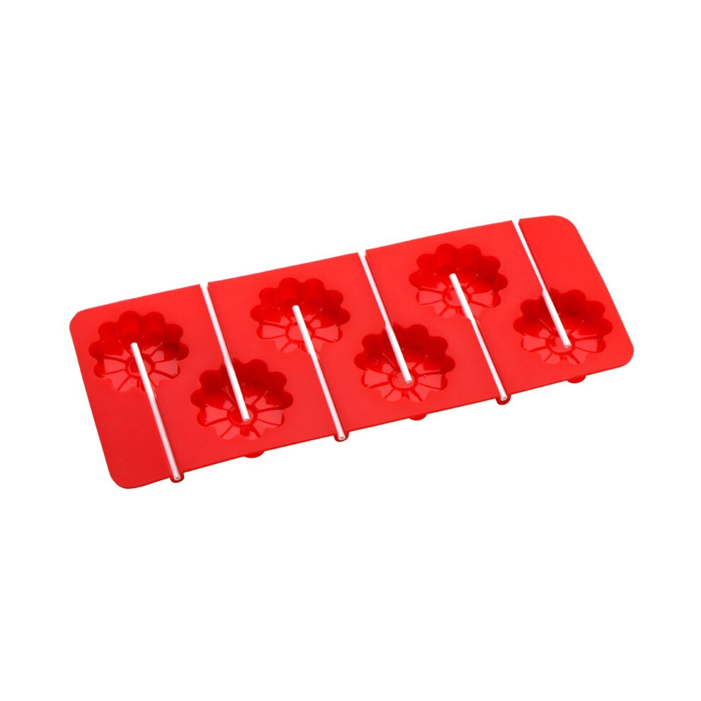 6-Flower Cake Pop Silicone Mould - Red
