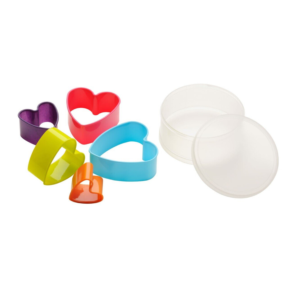 Heart Shaped Cutters - Set of 5, Multi-Coloured