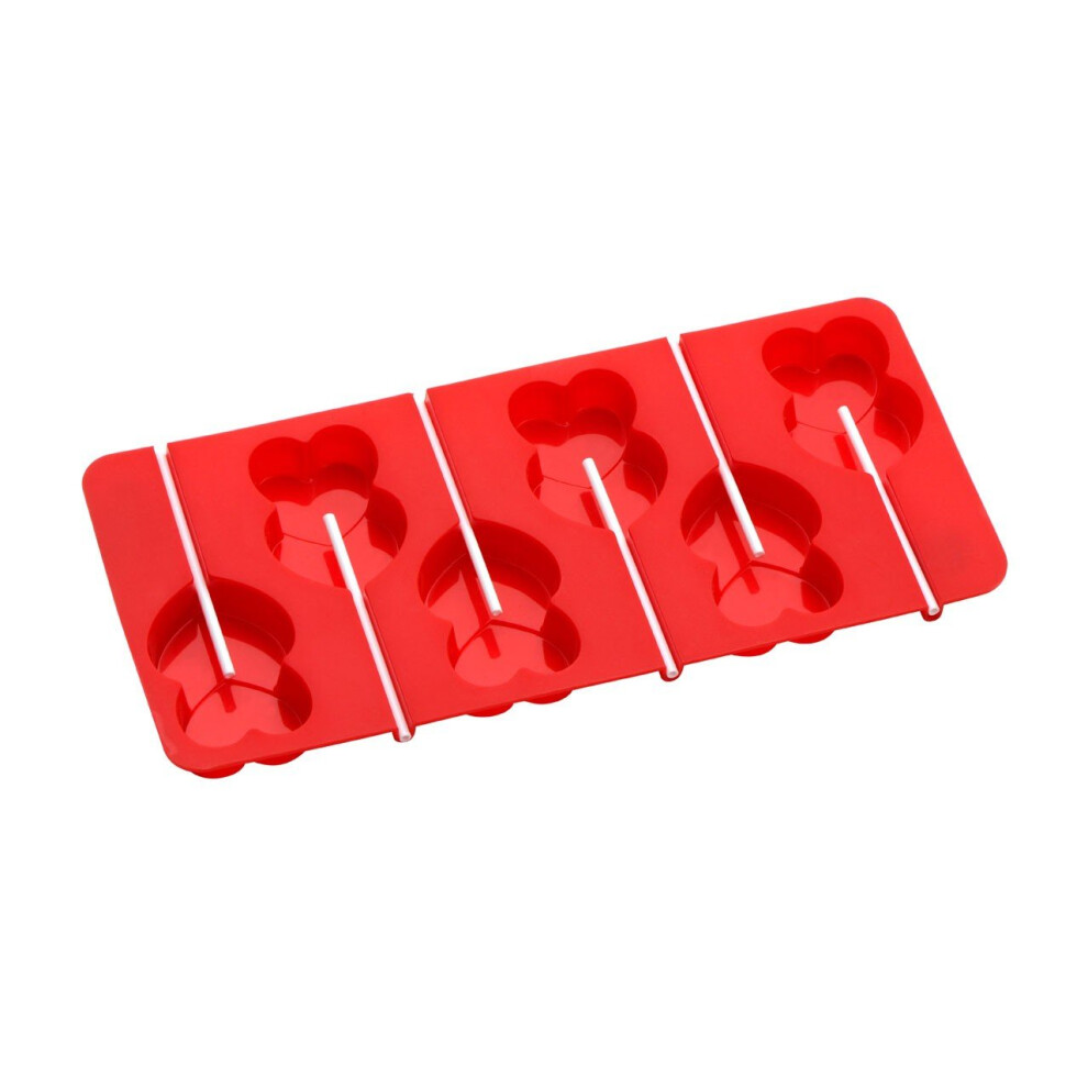 6 Heart Cake Pop Silicone Mould - Red