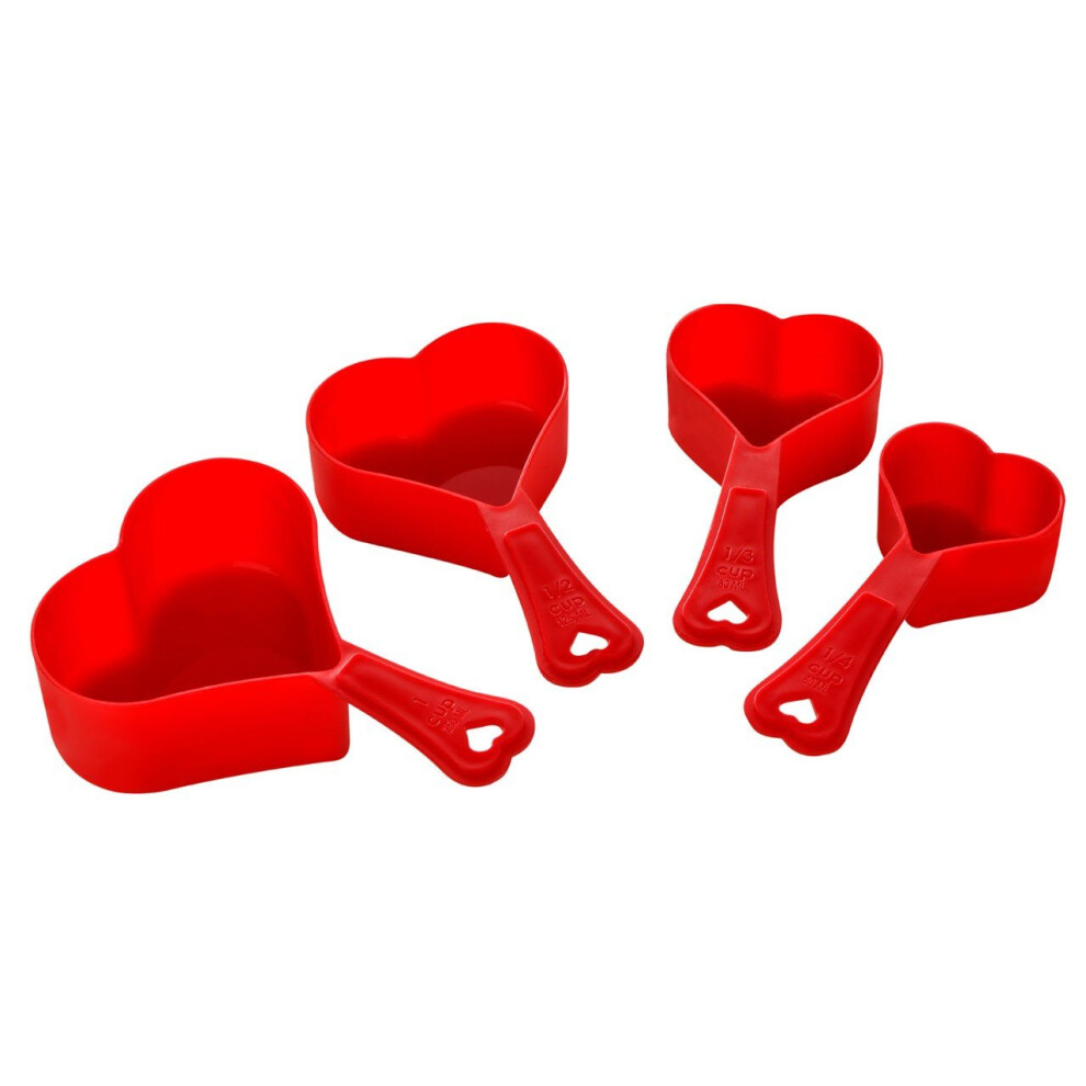 Heart Shaped Measuring Cups, Set Of 4 - Red