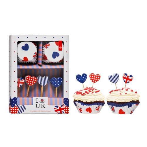 Premier Housewares I Love Uk Cupcake Cases And Toppers