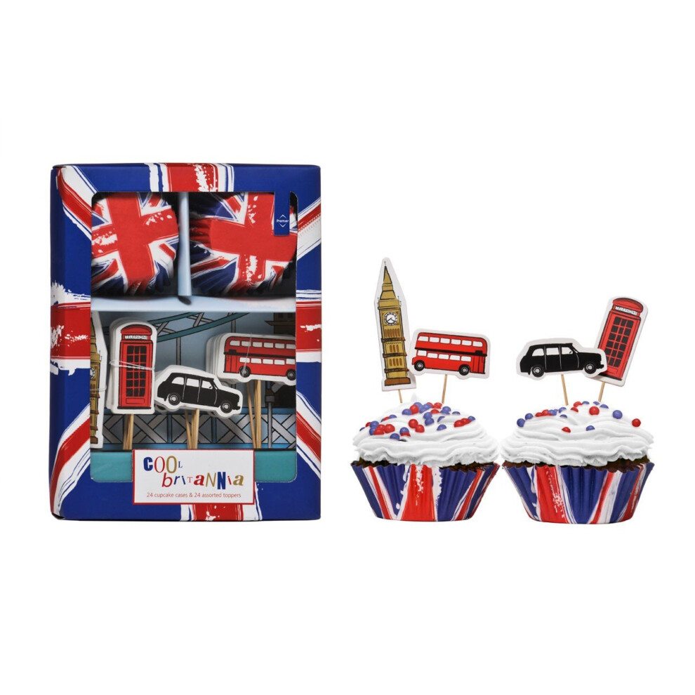 Cool Britannia Cupcake Cases And Toppers Set