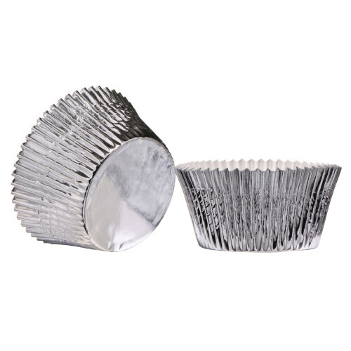 Premier Housewares Large Shiny Cupcake Cases, Silver, 40 Pieces