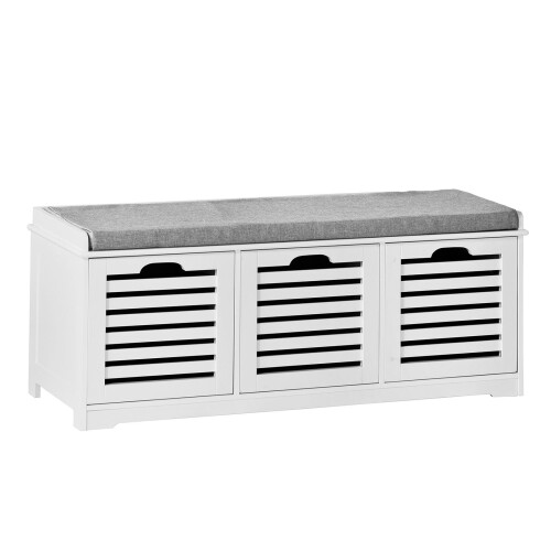SoBuy® FSR23-W, 3 Drawers Storage Bench Shoe Cabinet Shoe Rack Bench