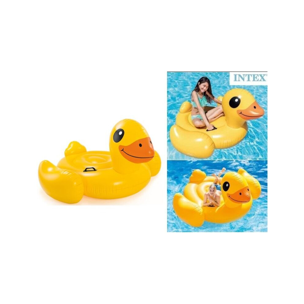Intex Ride On Yellow Duck Inflatable Pool Float Swimming Pool Lounger Water Beach