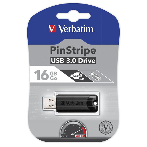 Verbatim VERBATIM Store 'n' Go Pin Stripe USB-Stick - 16 Go - Schwarz