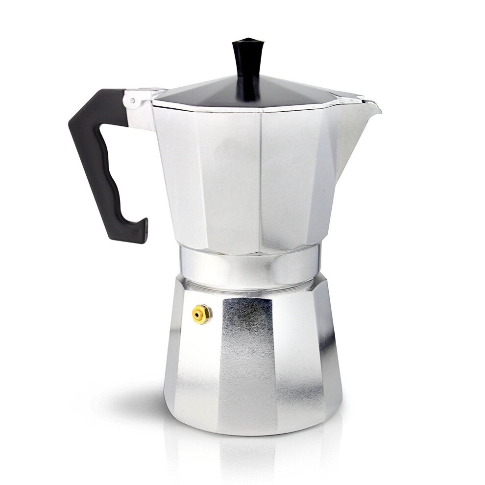 Café Ole 3-Cup Italian Style Aluminium Espresso Coffee Maker, Silver, 120 ml