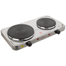 Lloytron E4203SS Kitchen Perfected Double Hotplate, 2500 W, Brushed Steel