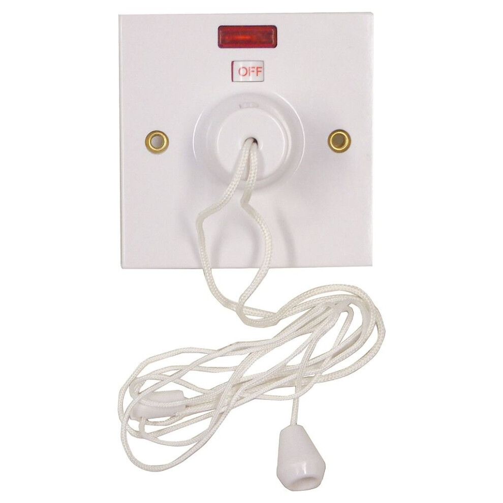 Eagle White Ceiling Pull Switch With Neon 45A Size 45