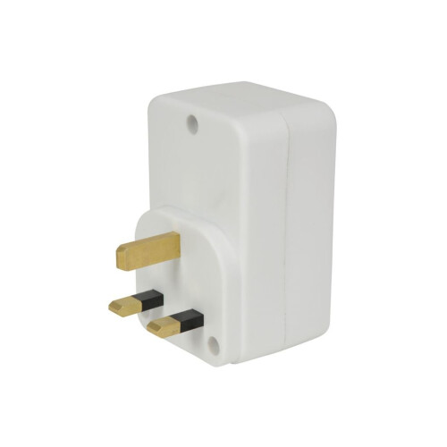 Plug through UK Mains Adaptor with Dual USB Ports 2