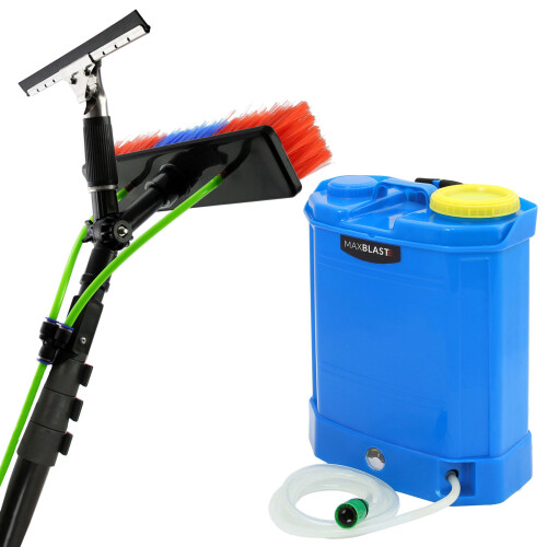 MAXBLAST (20ft) Water Fed Backpack & Window Cleaning Pole/Water Fed Telescopic Brush/Extendable Cleaner