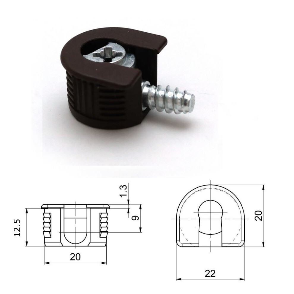 50X Brown Knock Down Cam Lock - Flat Pack Furniture Fitting, Dowel Assembly