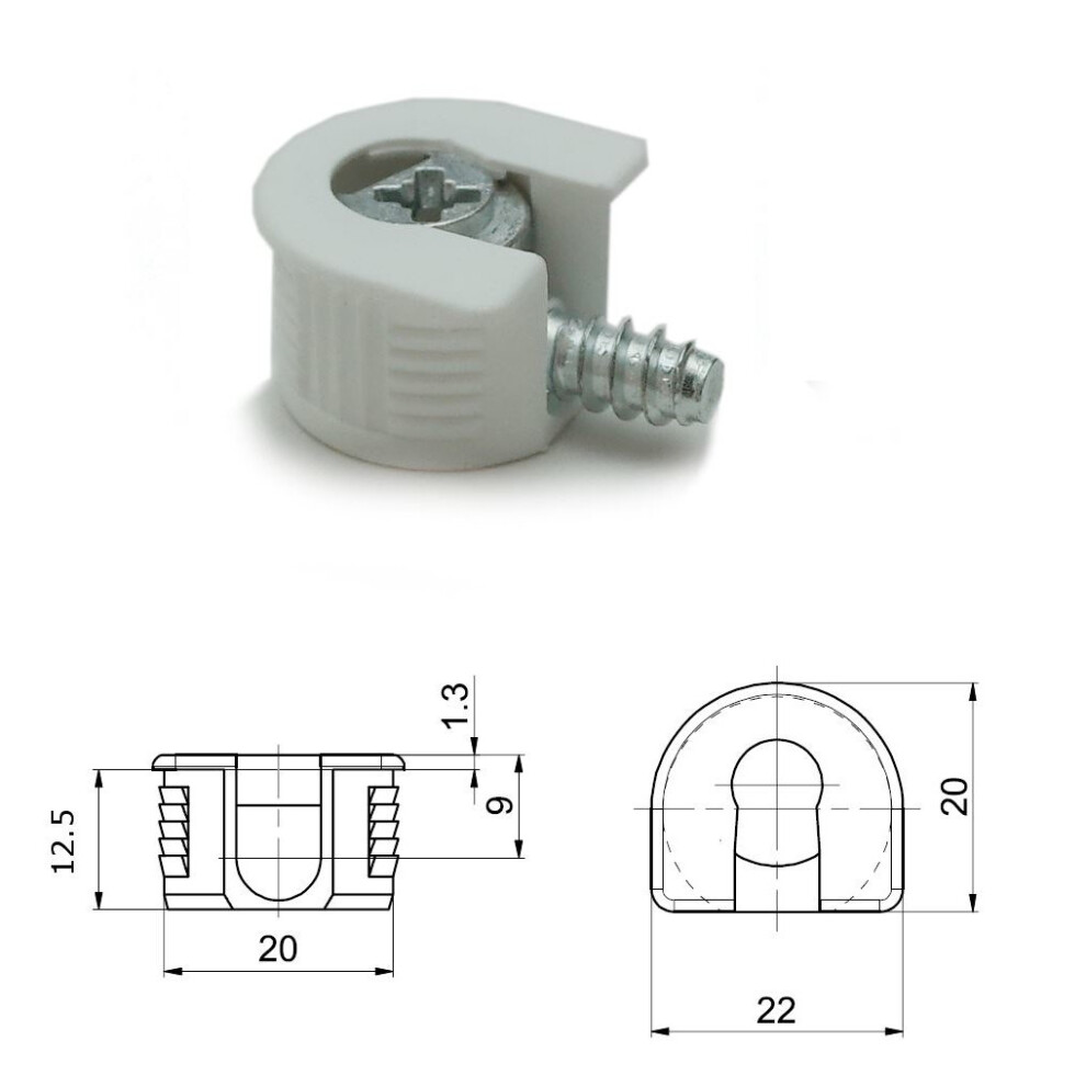 50X White Knock Down Cam Lock - Flat Pack Furniture Fitting, Dowel Assembly