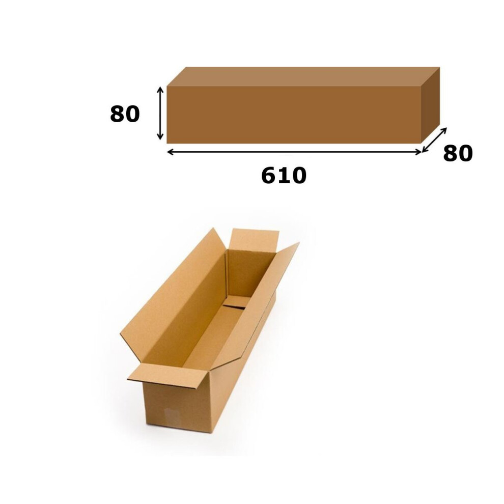 10x Postal Cardboard Box Long Mailing Shipping Carton 610x80x80mm Brown