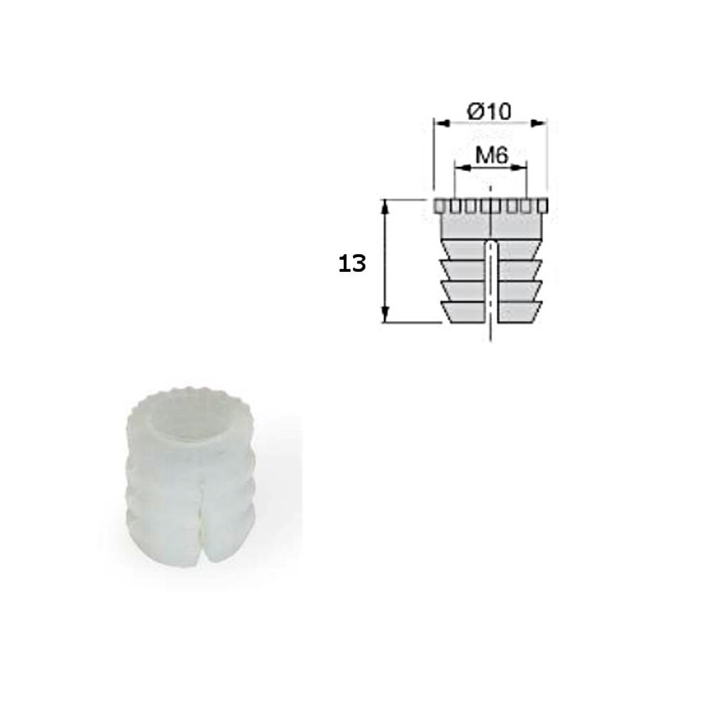 100x Furniture Connector Fitting Tool Plastic Pre-inserted Nut clear 10x13mm