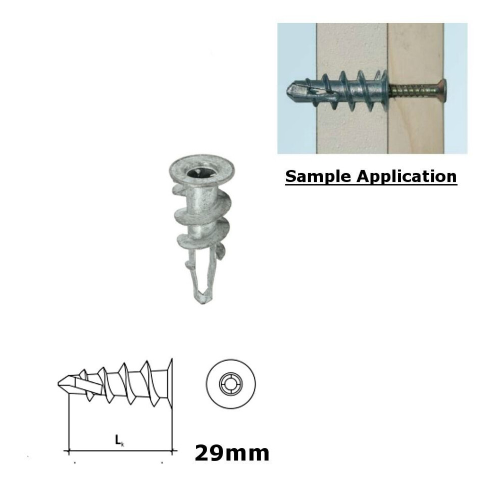 Self Drill Metal Plasterboard Fixing 8x29mm Zinc Pan Head Screw, Driva Anchor Pack of 1