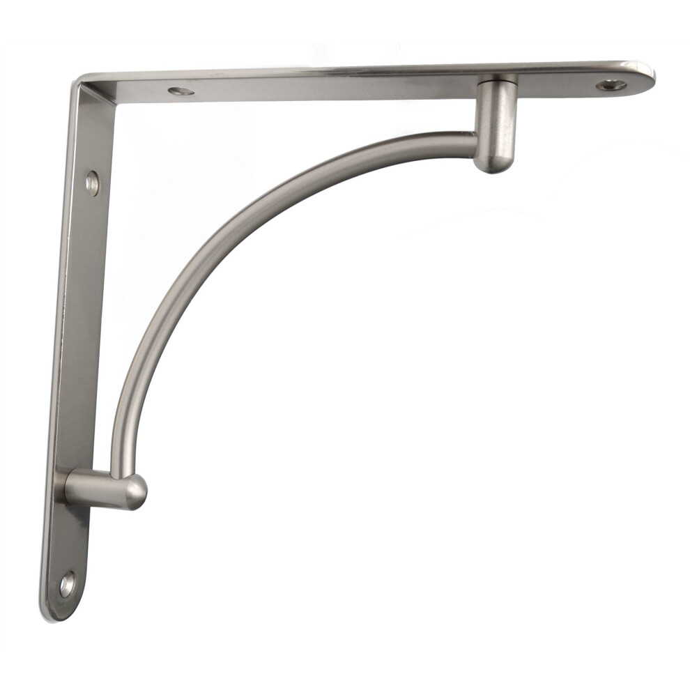 Pair High Quality Brushed Chrome Fixed Shelf Brackets Supports With Fixings 025