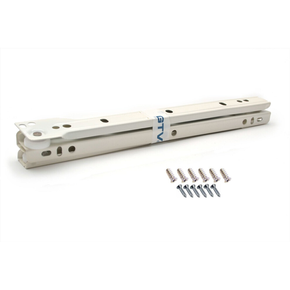 Roller Drawer Slides / Runners Bottom Fix Metal White L:350mm (5pairs)