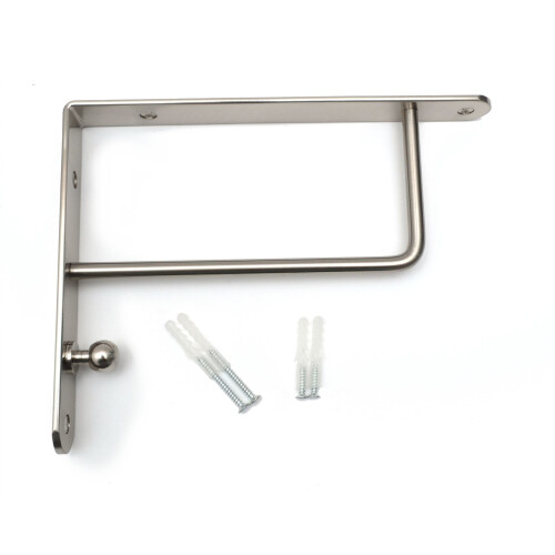 GTV Pair High Quality Brushed Chrome Fixed Shelf Brackets Supports With Fixings 026 2