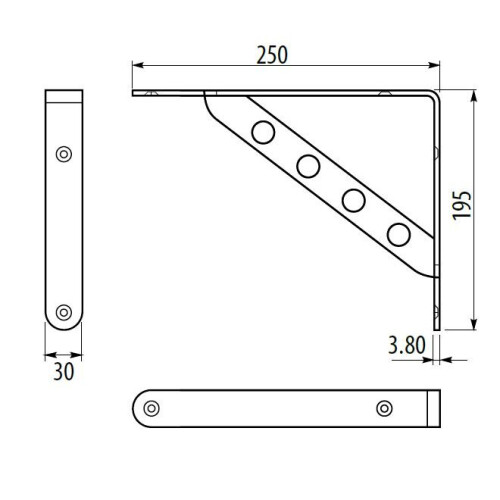 GTV Pair High Quality Brushed Chrome Fixed Shelf Brackets Supports With Fixings 024 1