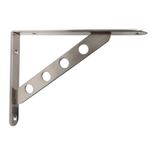 GTV Pair High Quality Brushed Chrome Fixed Shelf Brackets Supports With Fixings 024
