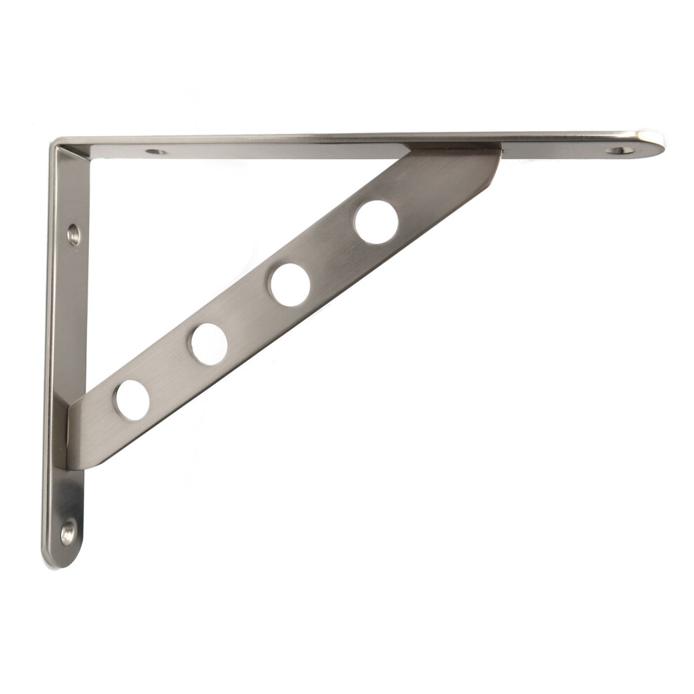 Pair High Quality Brushed Chrome Fixed Shelf Brackets Supports With Fixings 024