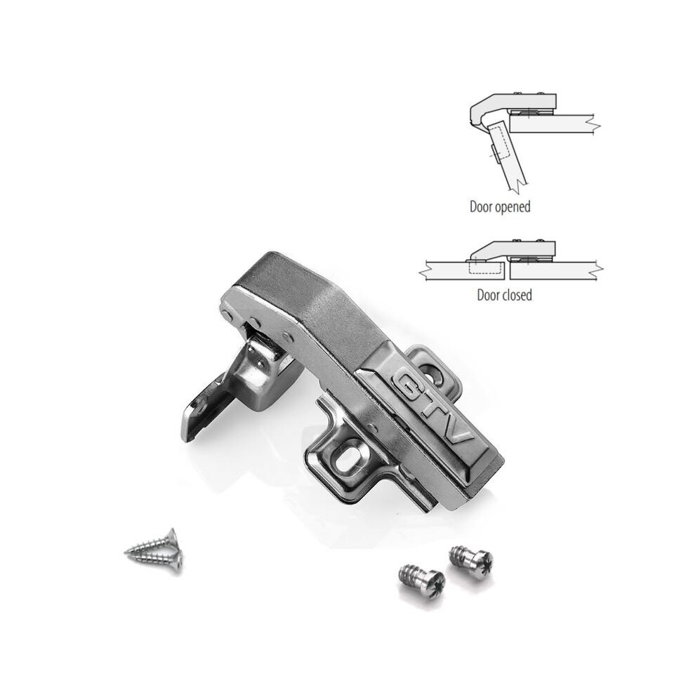 GTV angular 90° hydraulic clip-on ,soft close Wardrobe Door Hinge + EU Screws