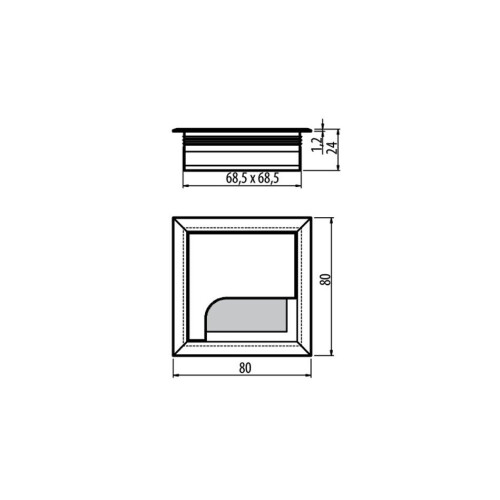 GTV 80 x 80 Black Desk Cable Tidy Outlet Metal SQUARE CUBE GROMMET INSERT 1