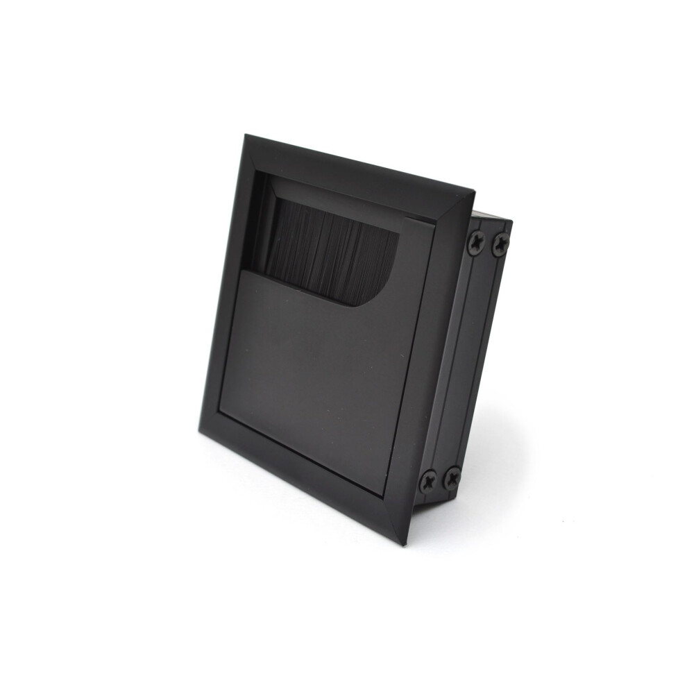 80 x 80 Black Desk Cable Tidy Outlet Metal SQUARE CUBE GROMMET INSERT