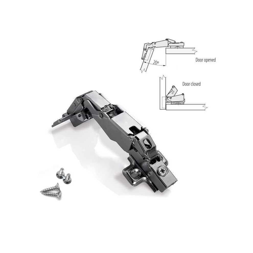 GTV angular 165Â° hydraulic clip-on ,soft close Wardrobe Door Hinge + 4 Screws