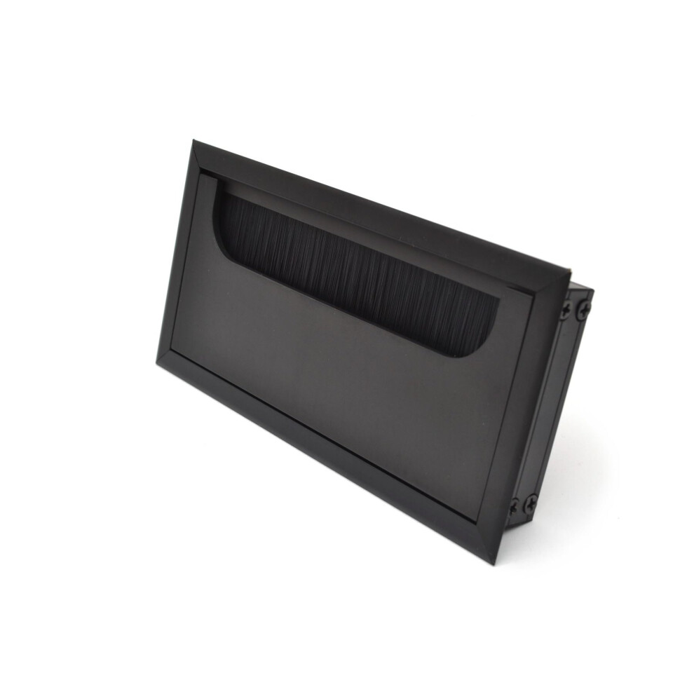 160 x 80 Black Desk Cable Tidy Outlet Metal SQUARE CUBE GROMMET INSERT