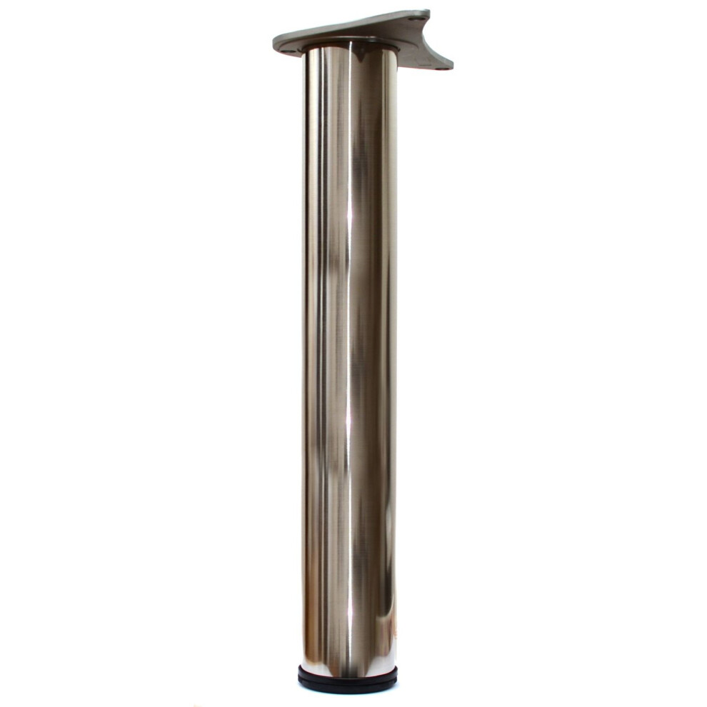 1 x 870mm Adjustable Brushed Chrome Breakfast Bar Worktop Support Table Leg 60mm Diameter