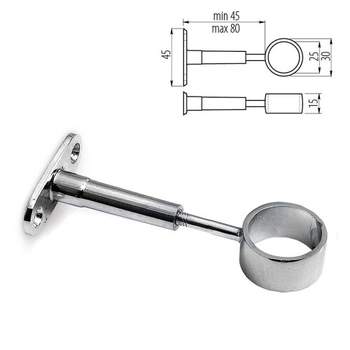GTV Adjustable Holder Drop Socket with End / Bracket for 25mm Tube - Heavy Duty