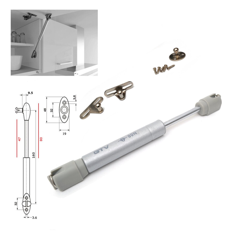 Cabinet Door Gas Strut Stay 80N 160mm Soft close hinge GTV