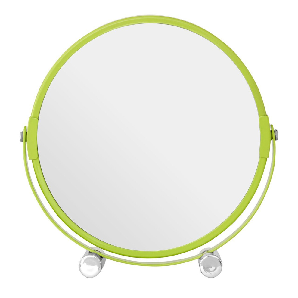 Lime Green Metal Shaving Mirror With Double Magnification