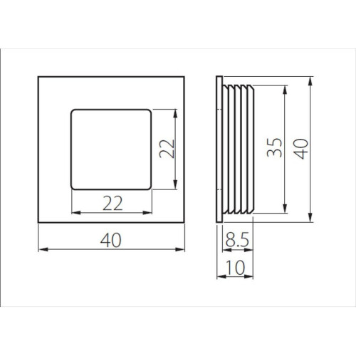 GTV Recessed Flush Sliding Door Handle Pull  Square 40 x 35 x 10mm Chrome 1