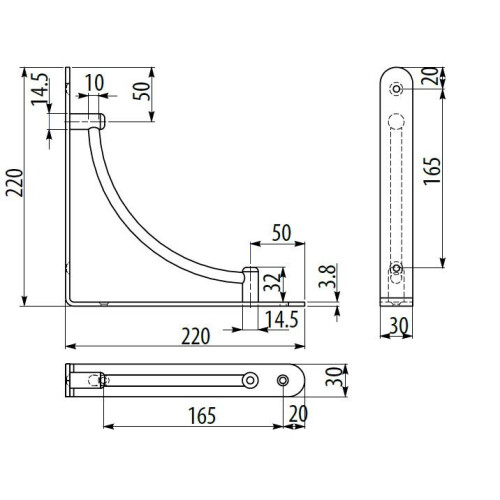 GTV One High Quality Brushed Chrome Fixed Shelf Bracket Supports With Fixings 025 1