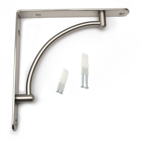 GTV One High Quality Brushed Chrome Fixed Shelf Bracket Supports With Fixings 025 2