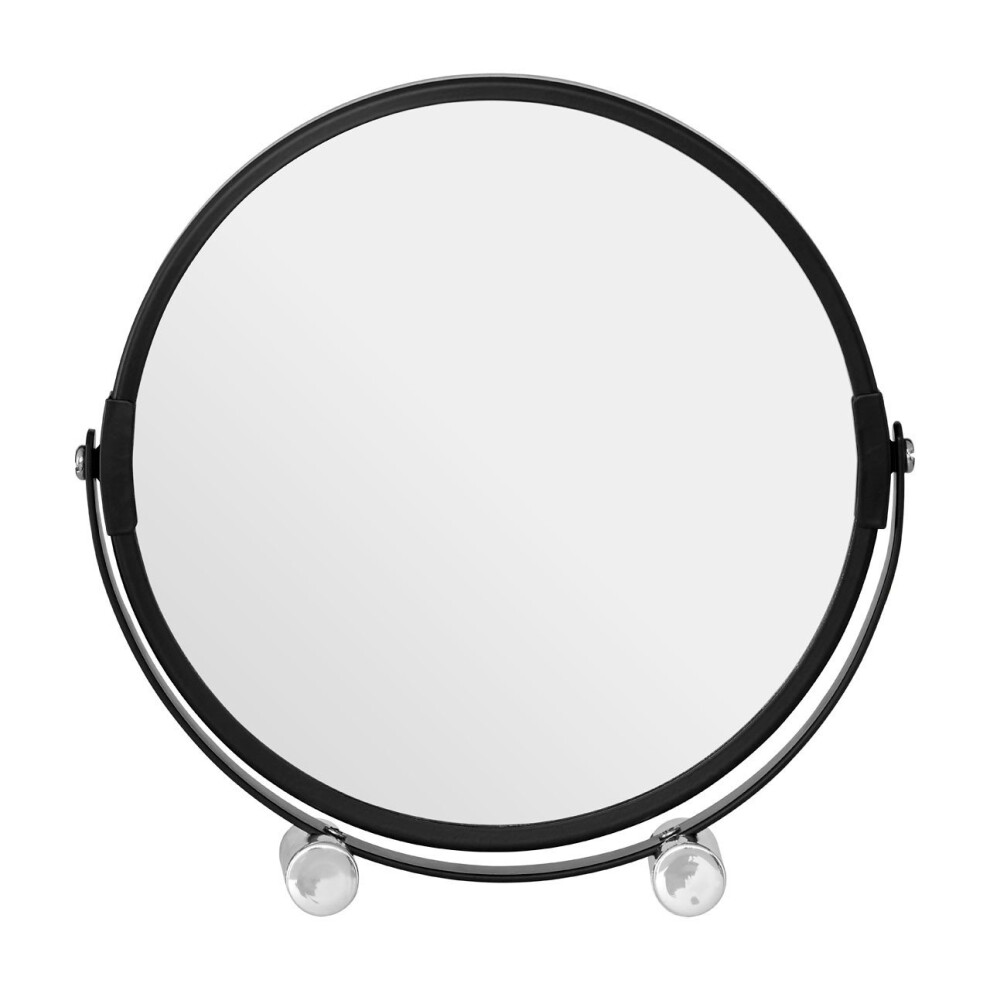 Black Metal Swivel Shaving Mirror With Double Magnification