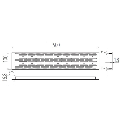 GTV Brushed Chrome Vent Grill Kitchen Plinth / Worktop Heat  500 x 100 mm 1