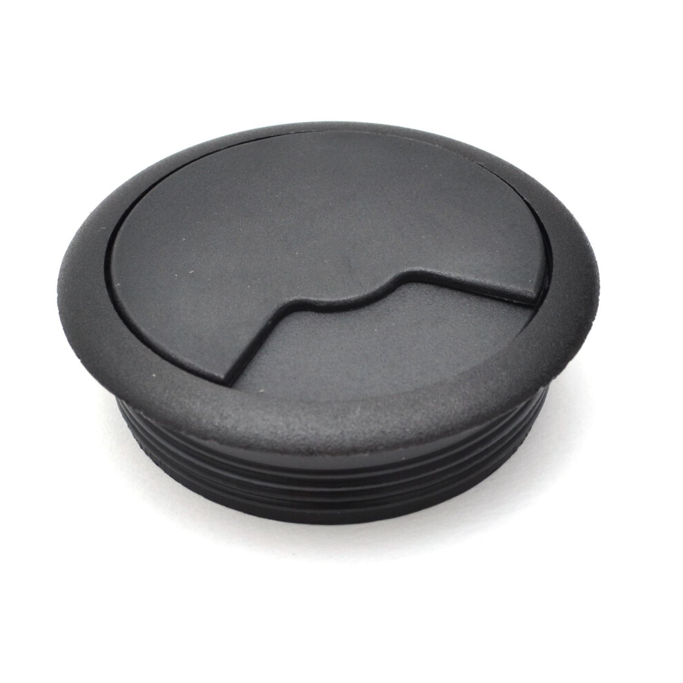 80mm Black PC Computer Desk Plastic Grommet Table Cable Tidy Wire Hole Cover