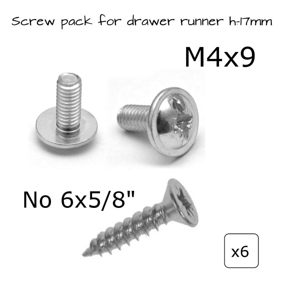 Fixing Screws Pack for h-17mm Grooved Drawer Runners